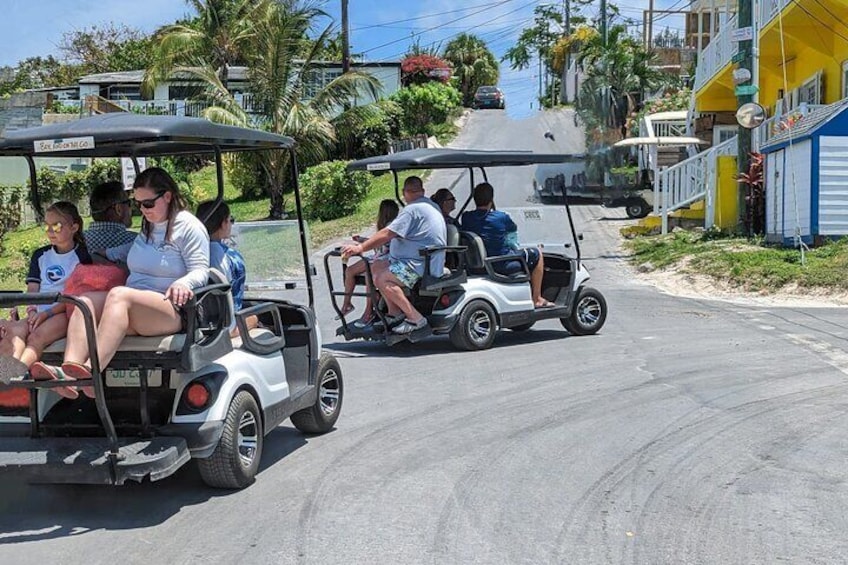 Golf Carting to Pink Sands Beach