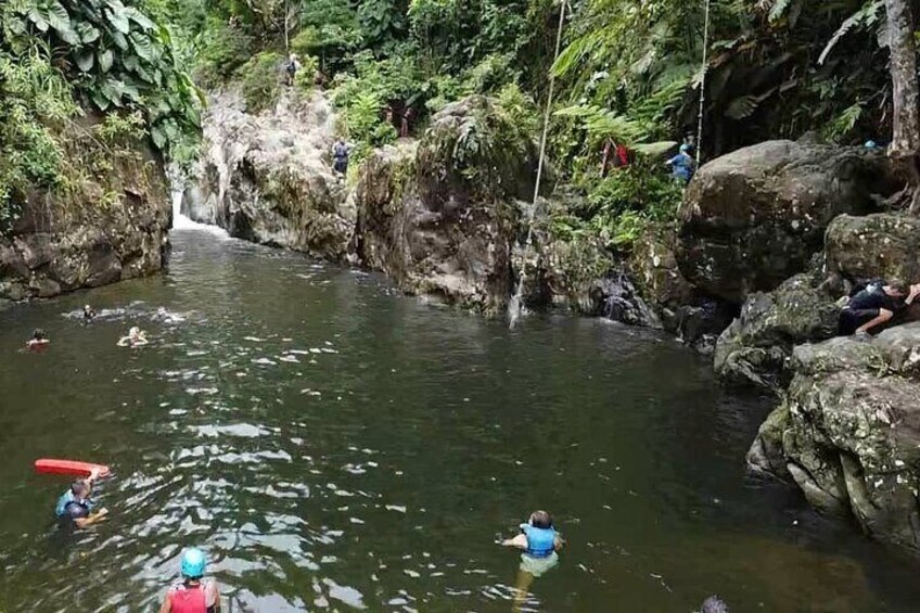 Swing and jump into the refreshing water!