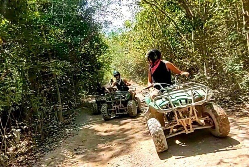 Extreme Adventure in Cobá (ATVs + Zip Lines + Cenote + Buffet)