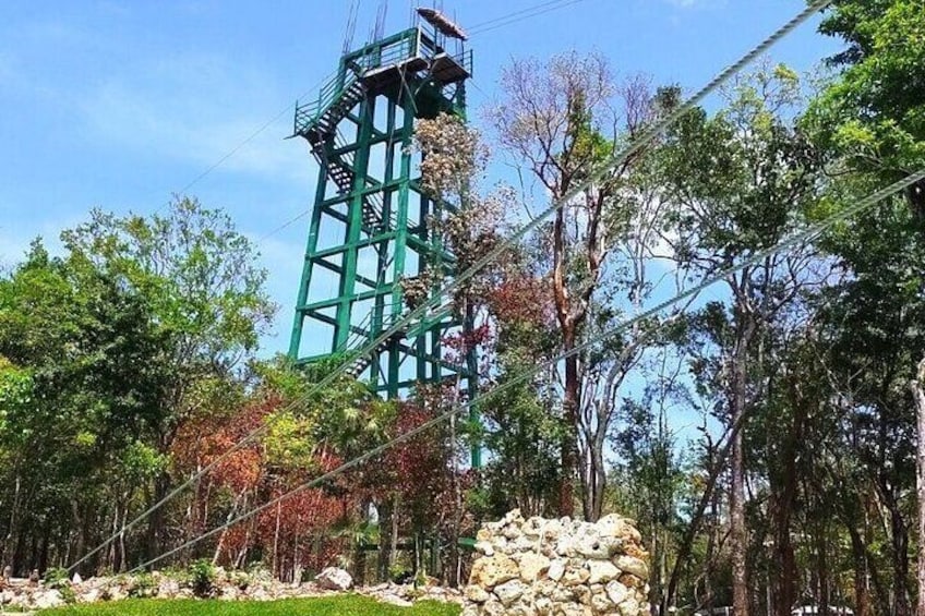 Extreme Adventure in Cobá (ATVs + Zip Lines + Cenote + Buffet)