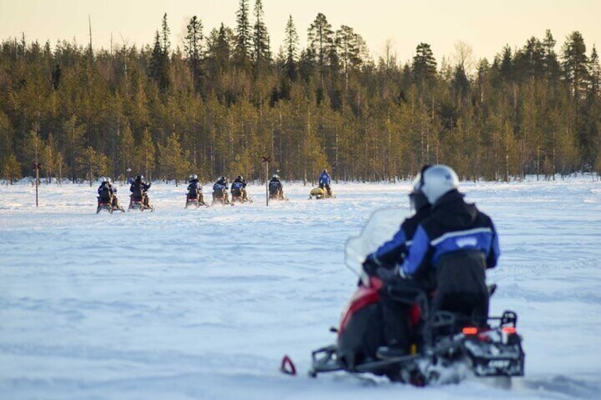 Family Snowmobiling in Rovaniemi, Apukka Resort