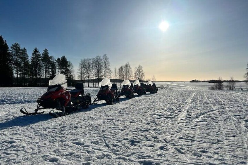 Family Snowmobiling in Rovaniemi, Apukka Resort