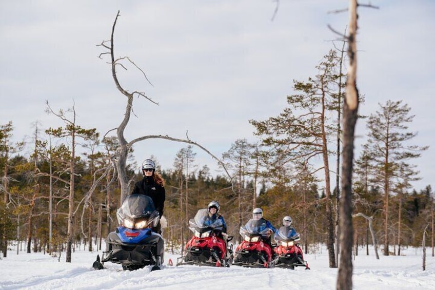 Family Snowmobiling in Rovaniemi, Apukka Resort