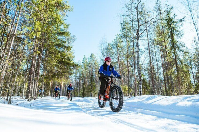 Winter eFatbike Tour in Snowy Forest in Rovaniemi Apukka Resort