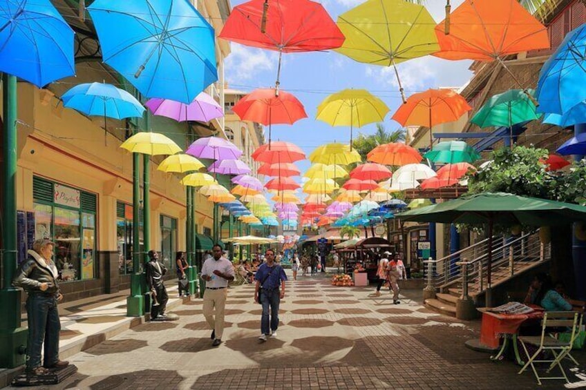 The famous umbrellas of Mauritius found at the Caudan waterfront of Port louis,the north .