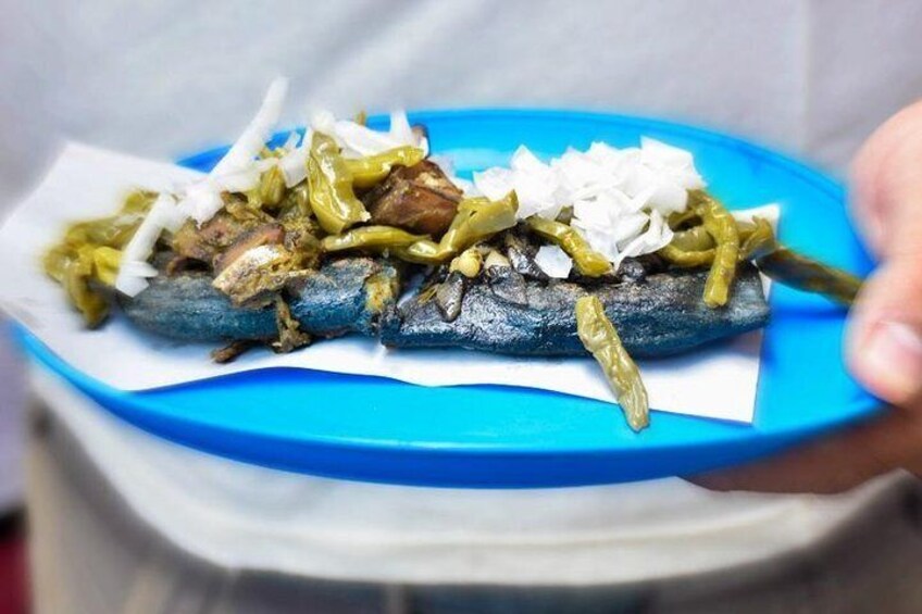 Traditional haba tlacoyos with cactus