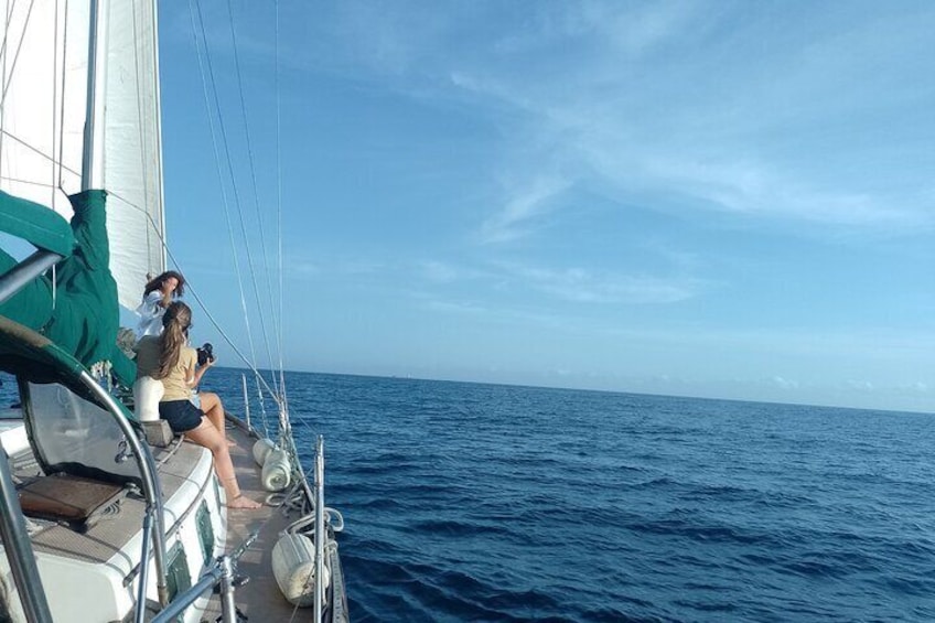 Sunset in the bay of Santa Marta in a sailboat