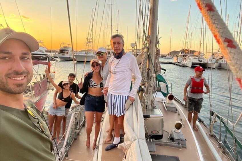 Sunset in the bay of Santa Marta in a sailboat