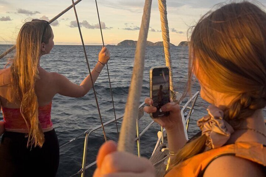 Sunset in the bay of Santa Marta in a sailboat