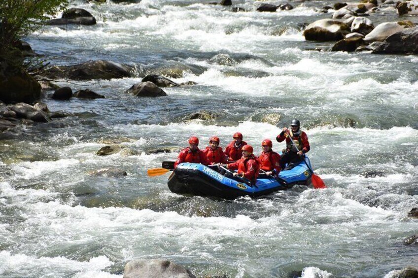 Rafting power on the river Noce in Val di Sole Trentino