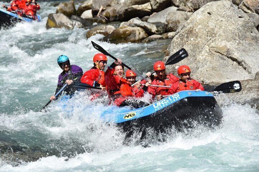 Rafting power on the river Noce in Val di Sole Trentino