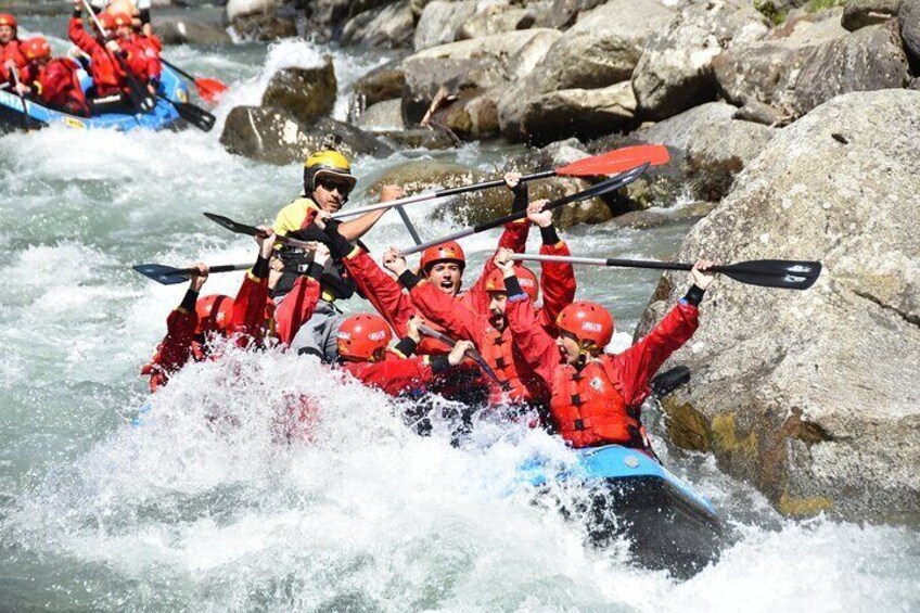 Rafting power on the river Noce in Val di Sole Trentino