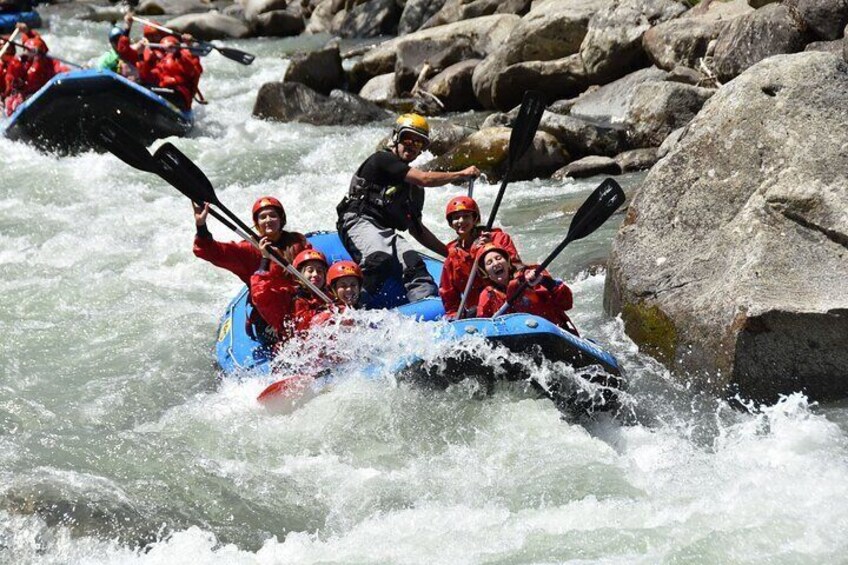 Rafting power on the river Noce in Val di Sole Trentino