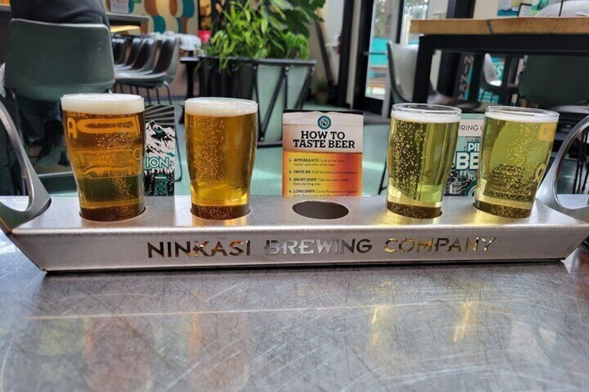 Beer flight at Ninkasi Brewing