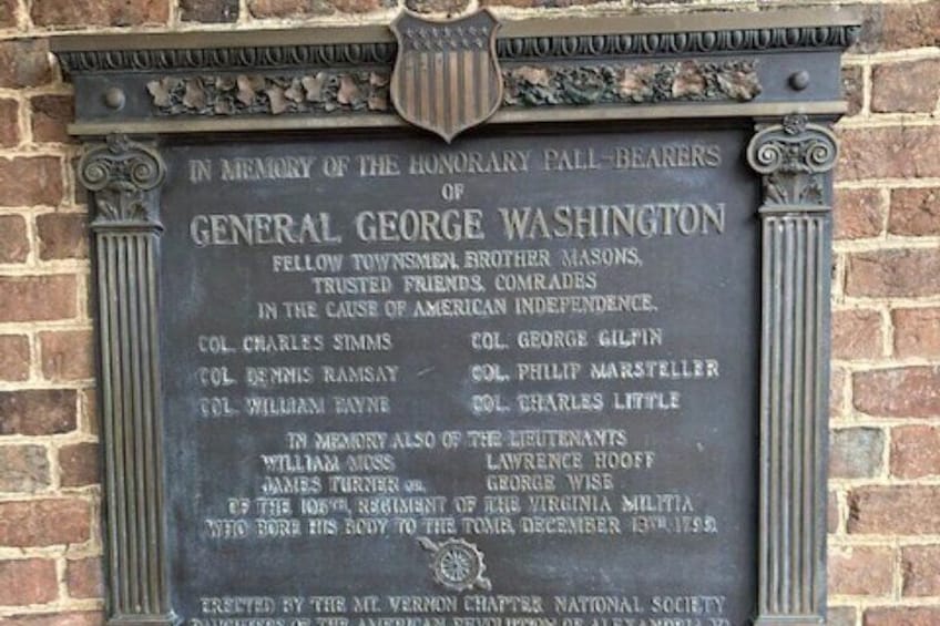 George Washington's Pallbearers plaque