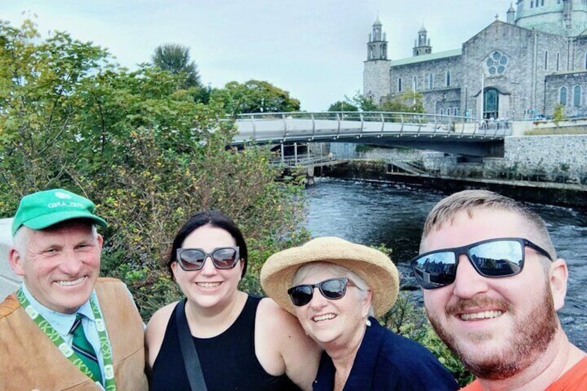 Happy US traveller from Texas and guide at new Galway Cathedral. 