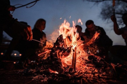 Night walk with campfire through the Valle de Bravo Forests
