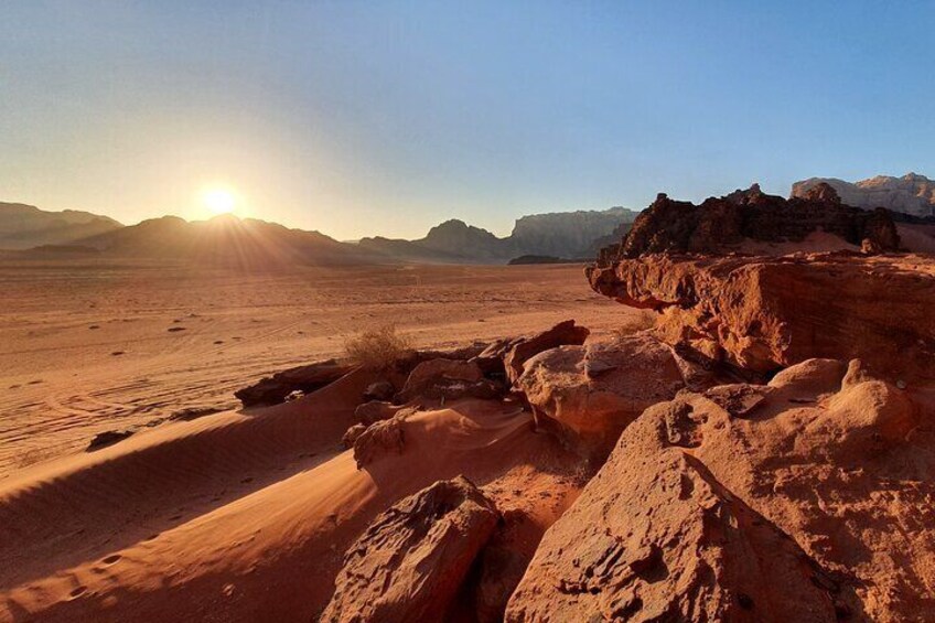 You'll experience the magical sunset of the Wadi Rum desert at the end of the tour