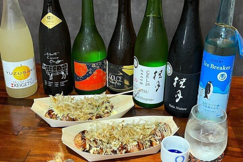 Osaka SAKE Tasting with Takoyaki Cooking