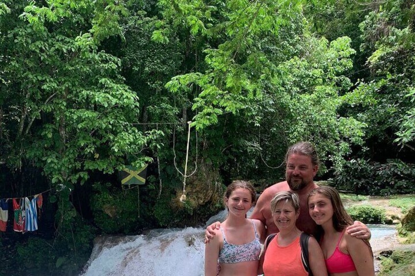 Blue Hole Waterfalls and Bamboo River Rafting Tour from Ocho Rios