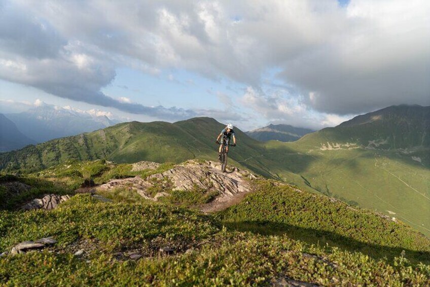 Ride at altitude above Chamonix on an electric mountain bike