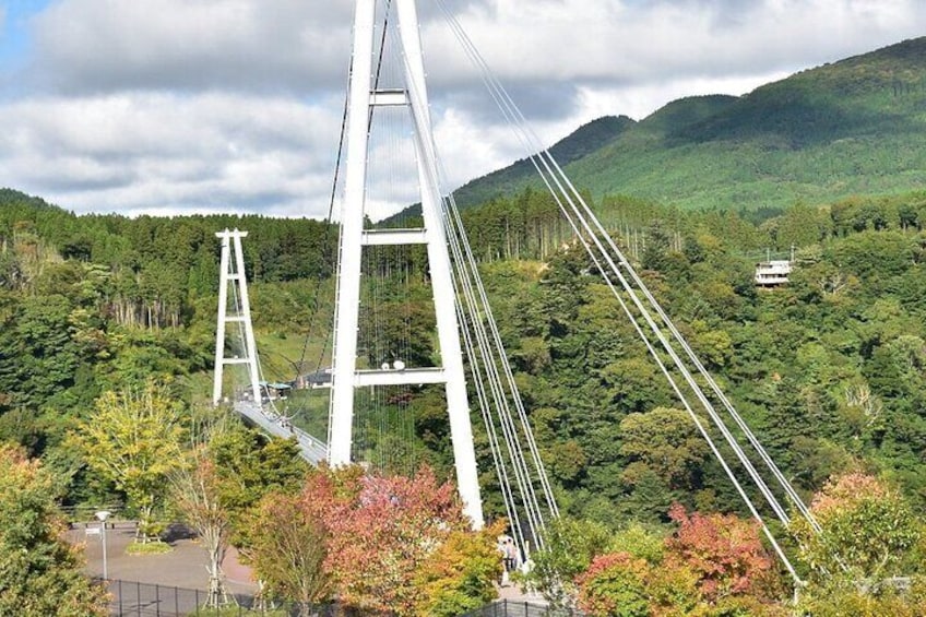 ‘KOKONOE “YUME” OTSURIHASH’ is opened in October 30th, 2006. It is 390 meters long, 173 meters high, 1.5 meters broad and it is the highest suspension bridge which is only for walkway in Japan.