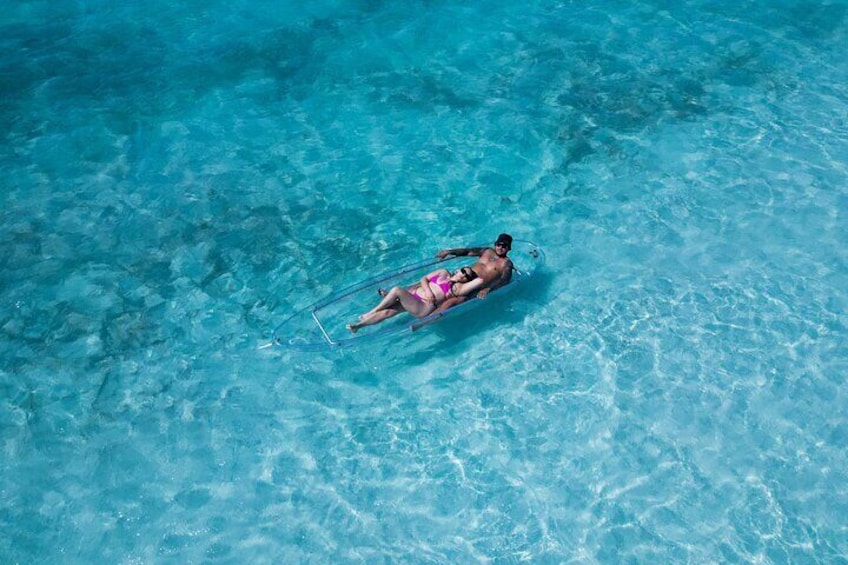 Clear Kayak Drone Photo shoot Couples in Caicos Islands