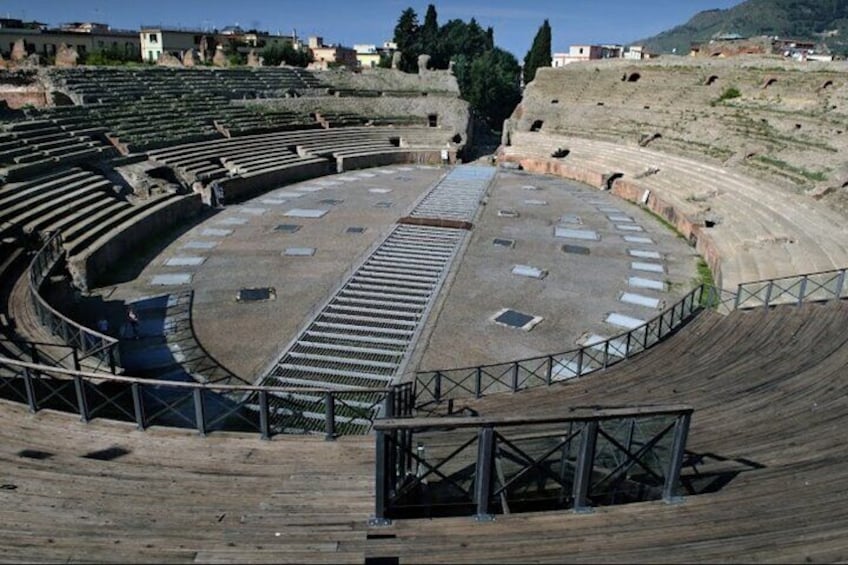 It was mainly used for gladiator fights and could accommodate up to 40,000 spectators. The Flavian Amphitheater of Pozzuoli stood in the area of ancient Puteoli.