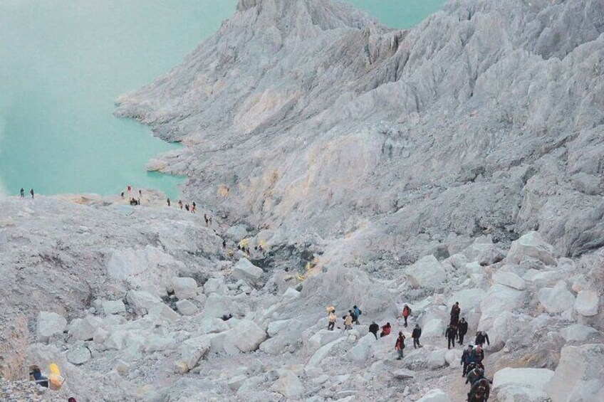 People in Ijen crater