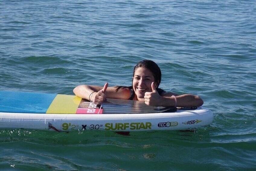 Hydrofoil and surfing on the Rhine behind a motorboat