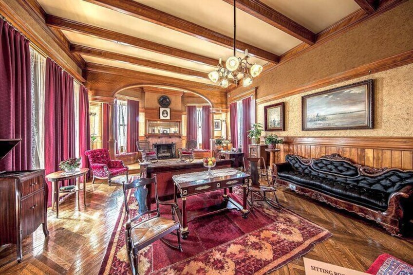 Moody Mansion family room, where family gathered