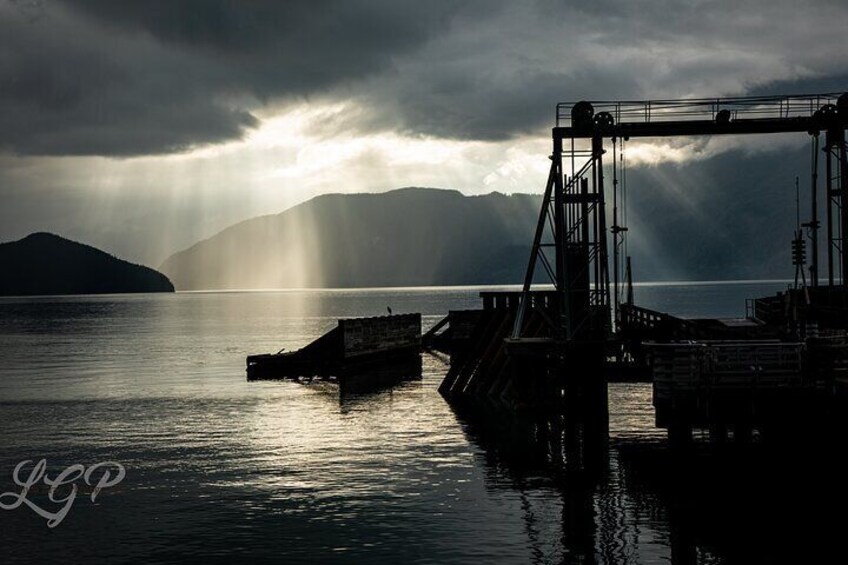 The stunning sunset from the Sea to Sky Highway