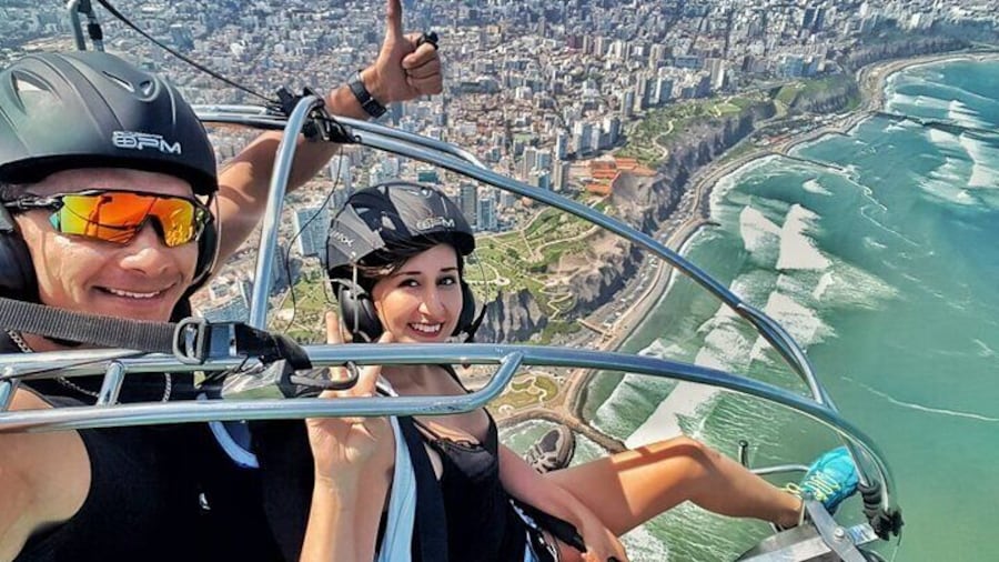 Paragliding Flight Along the Coast of Lima