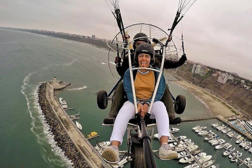 Paragliding Flight Along the Coast of Lima