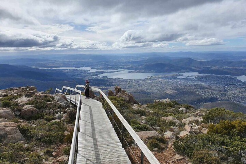 Walk down the bridge from the pinnacle