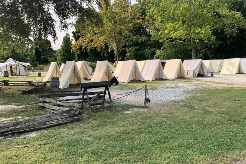 American Revolution Museum at Yorktown, showing soldiers’ tents and officers’ tents