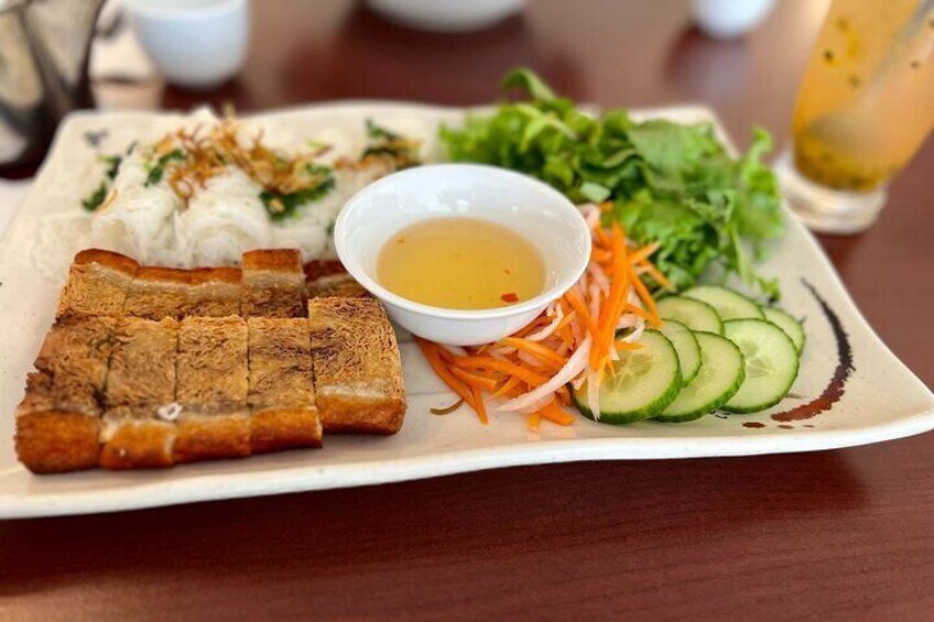 Vietnamese vegan crispy roasted pork imitation