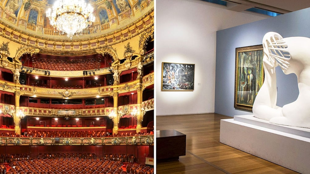 Combo image of Colon Theater and MALBA Museum in Buenos Aires