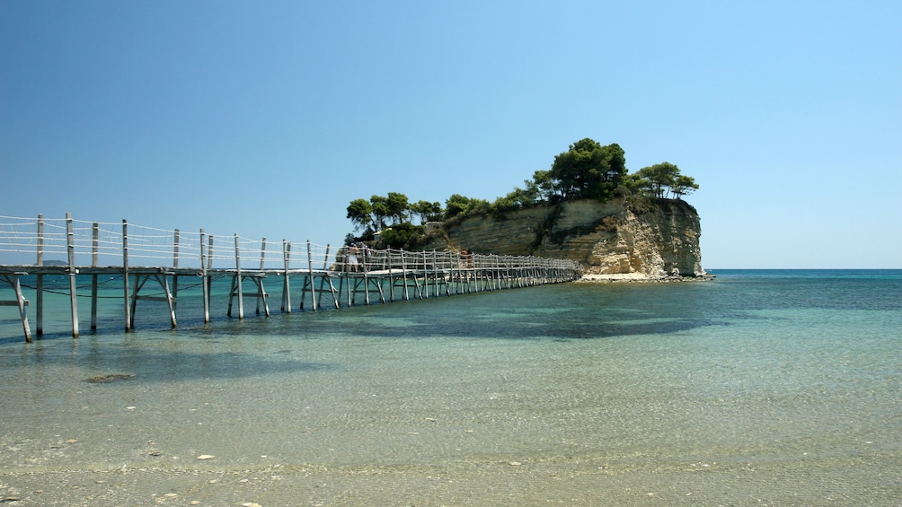 Long walking pier to a small island in Ionian Islands