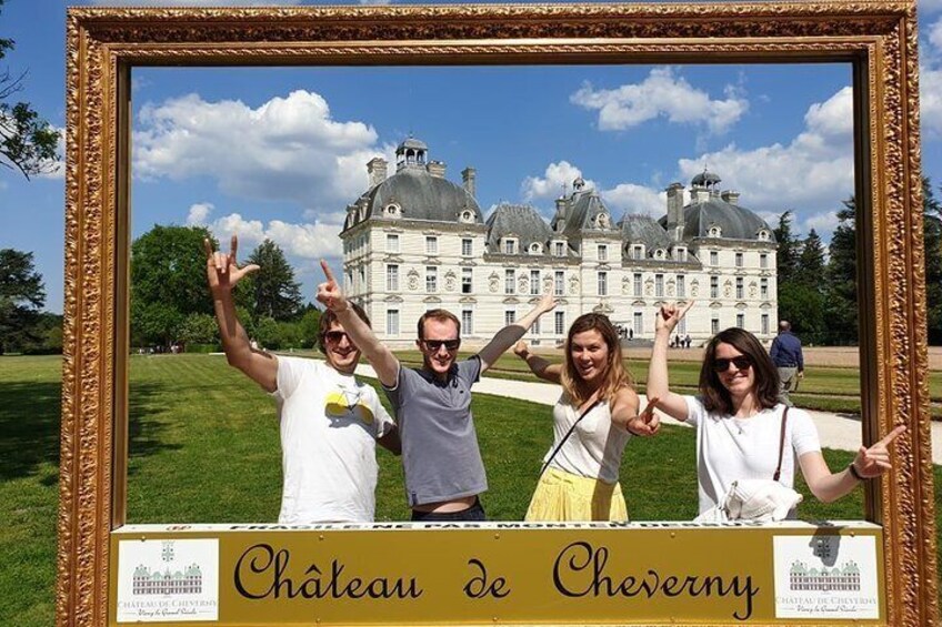 Guests having fun at the 17th century Chateau de Cheverny!
