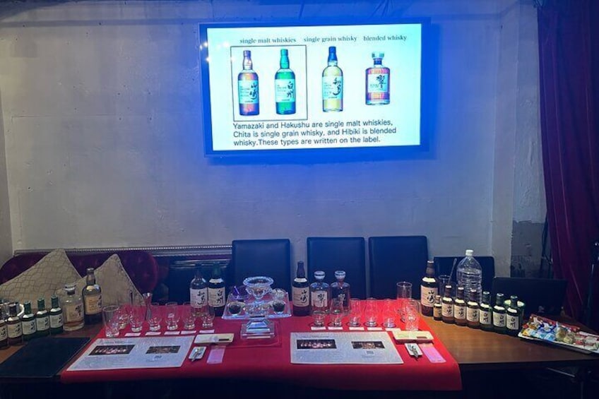 4 famous types of whiskys, Yamazaki, Hibiki, Hakushu and Chita