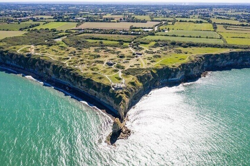 Aerial view of Pointe du Hoc, Normandy France