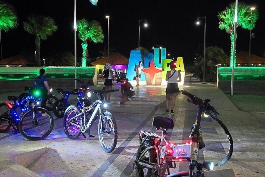 Twilight Neon Glow Electric Bike Downtown Oranjestad Experience