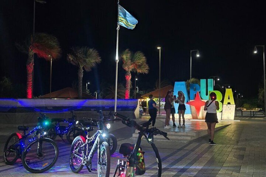 Twilight Neon Glow Electric Bike Downtown Oranjestad Experience