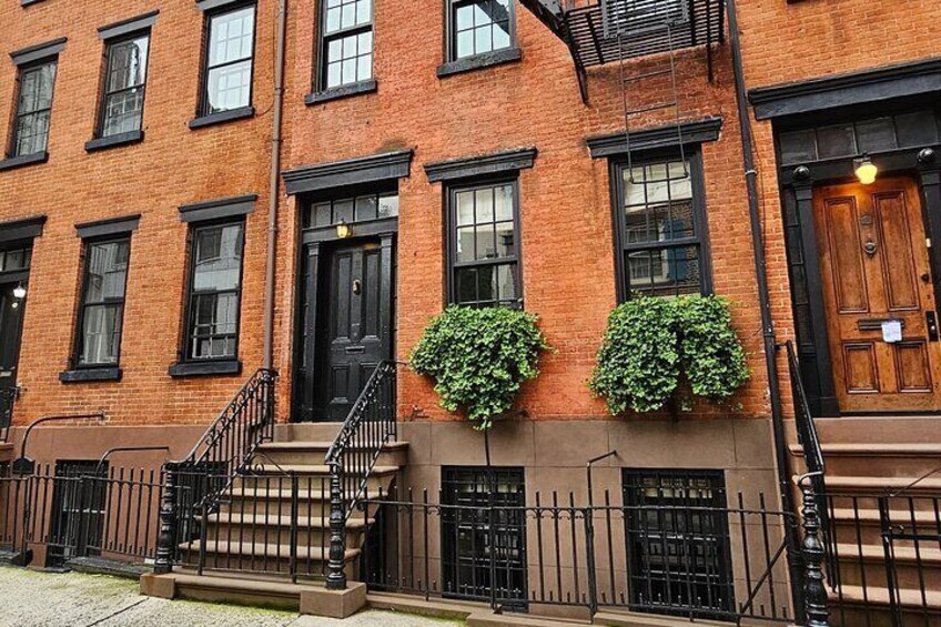 Season 2, Mrs. Maisel: Susie and Midge embark on their road trip on this quiet West Village street, right in front of these 1840s houses.