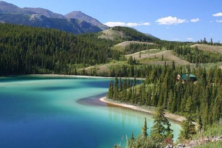 Emerald Lake, located in the Yukon near Carcross