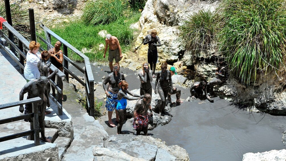 Group enjoying the Mud Baths tour in St. Lucia