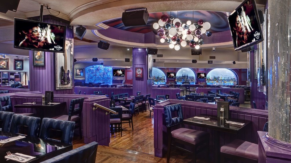Indoor seating at the Hard Rock Cafe in Miami