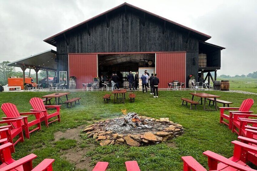 A view from the backside of the barn at Whiskey Thief Distilling Company.