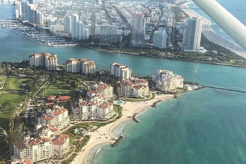 Miami Beach & Key Biscayne Private Airplane Tour with Free Drinks